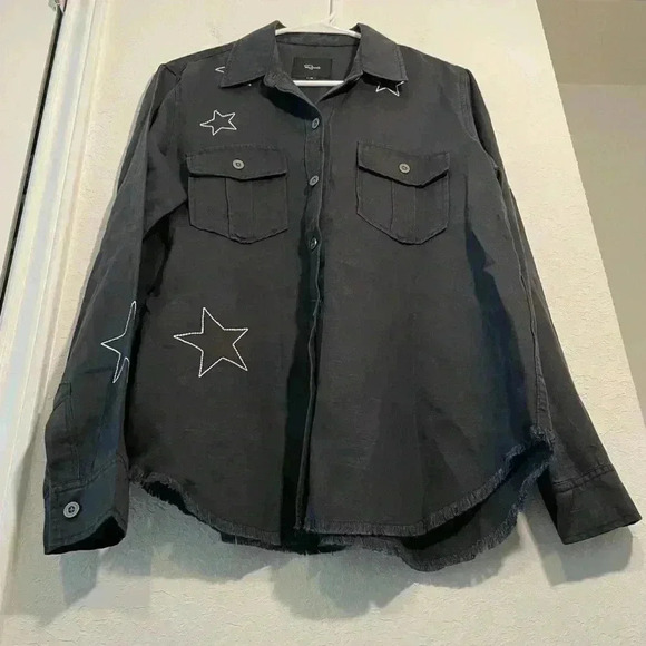 Rails Loren Black Metallic Embroidered Stars Long Sleeve Button Down Shirt Sz M - Picture 9 of 10